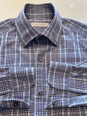 Ermenegildo Zegna -all cotton plaid dress shirt Size Small